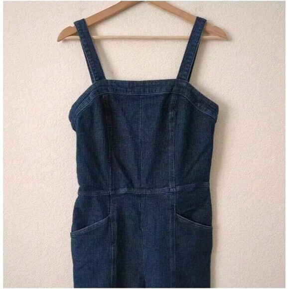 Adriano Goldschmied AG Denim Overalls Ribbed Jumpsuit Sz XS Chambray Calli - Picture 2 of 11